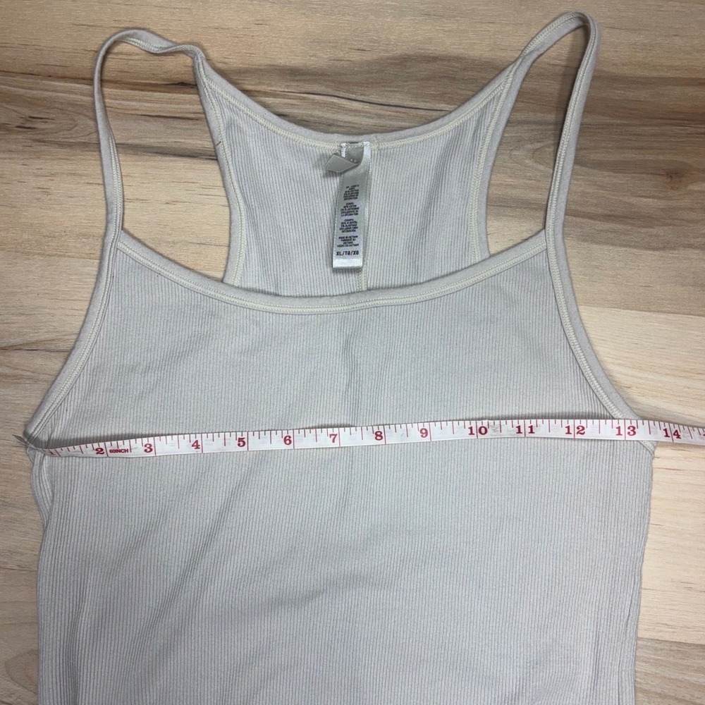 SKIMS Cotton Rib Long Tank Dress Bone Beige Racerback Maxi XL - Picture 7 of 11